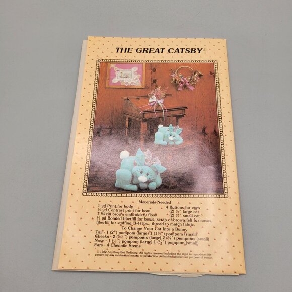 The Great Catsby Plush Toy Pattern Cat Rabbit Anything But Ordinary - Picture 2 of 3